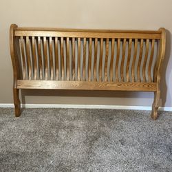 King size,  Solid oak headboard and bed frame