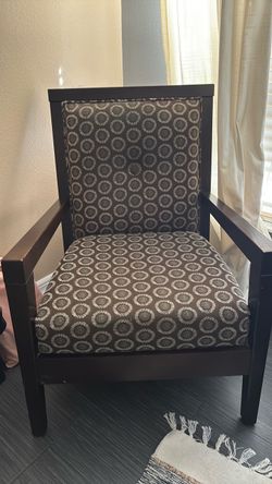 Wood Frame Accent Chair with Patterned Fabric