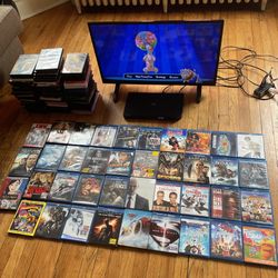 99 películas el dividi y la tv 32 pulgadas solo le falta el control trabaja al 💯todo por $130