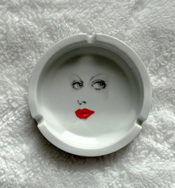 Vintage Royal Crown White Ceramic Ashtray