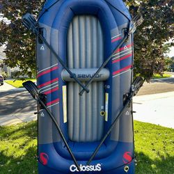 SEVYLOR 3391 Colossus Inflatable 4 Person Boat Raft w/ Oars