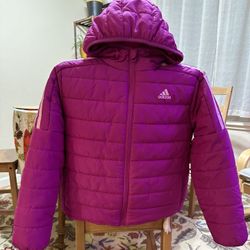 Girls Adidas Classic Puffer Jacket Winter Coat Fuchsia Purple Size 7/8