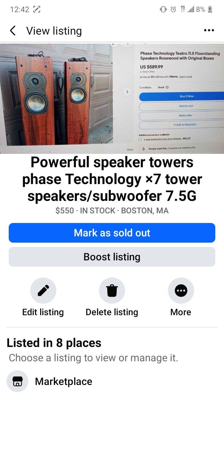 Tower Speakers/ Woofers Very Rare Walnut Pair