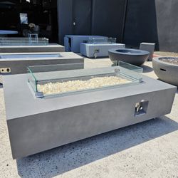 New Outdoor Concrete Fire Pit Heater 65x40 Patio Furniture Propane / Natural Gas
