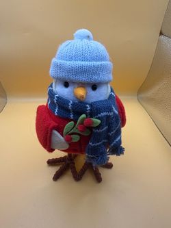 Christmas Bird Figurine with Winter Accessories