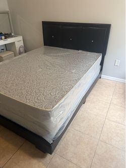 Queen size bed frame with mattress and free delivery free installation all new furniture
