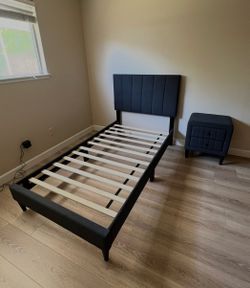 Twin bed frame with nightstand