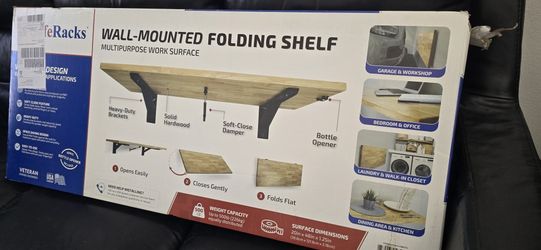 SafeRacks Wall Mounted Folding Worktop - Soft Close Edition