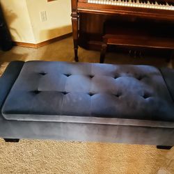 Blue Velvet Storage Ottoman