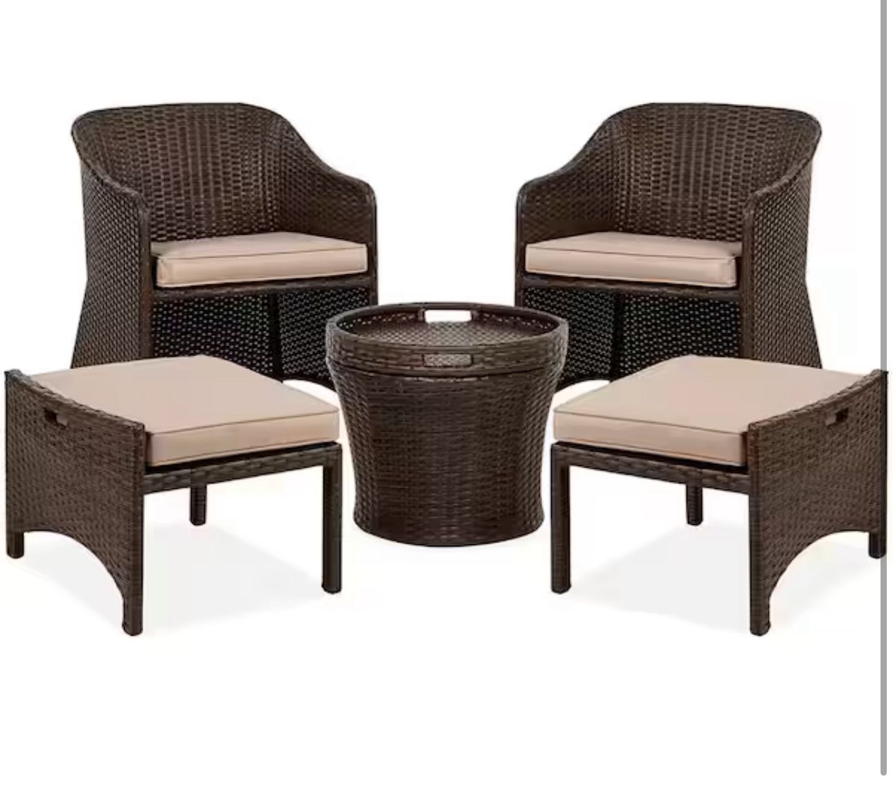 Barton 5 Piece Bistro Sofa Set W/ Cushions 2 Chairs 2 Ottomans Table No Required SKU: 93516
