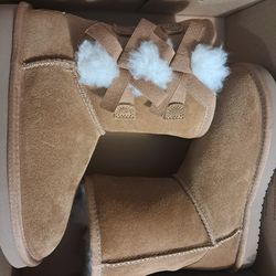 Tan Suede koolabura by ugg boots with bows