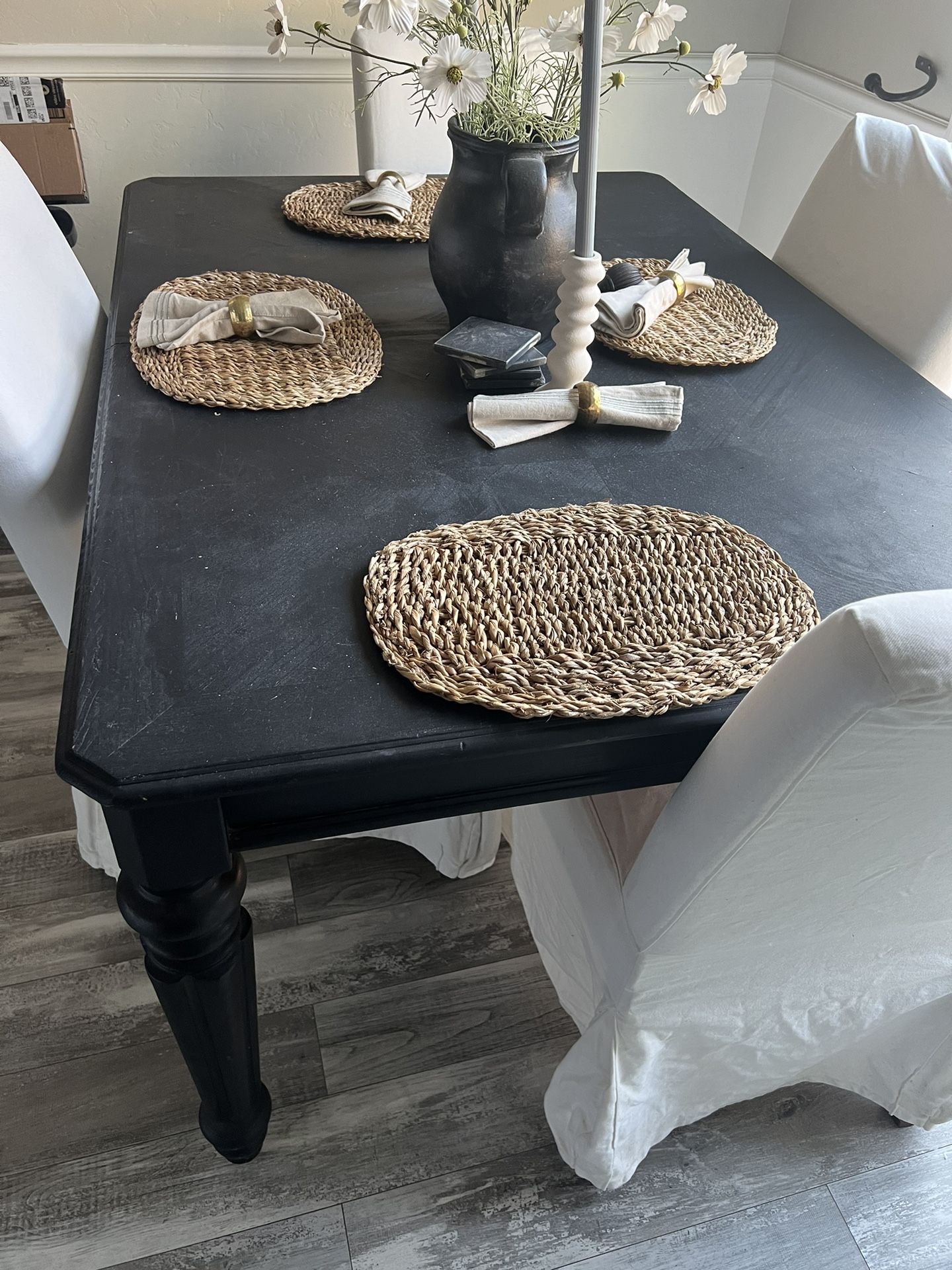 Solid Wood Dining Table With 4 Chairs