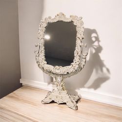 Beautiful Baroque Antique Vanity Brass Re-Imagined Shabby Chic Boho Chippy Mirror 
