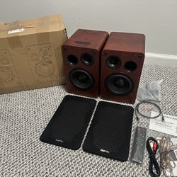 Saiyin Bluetooth Bookshelf Speakers, 40W X 2 Powered Speakers with 4 Inch Woofer