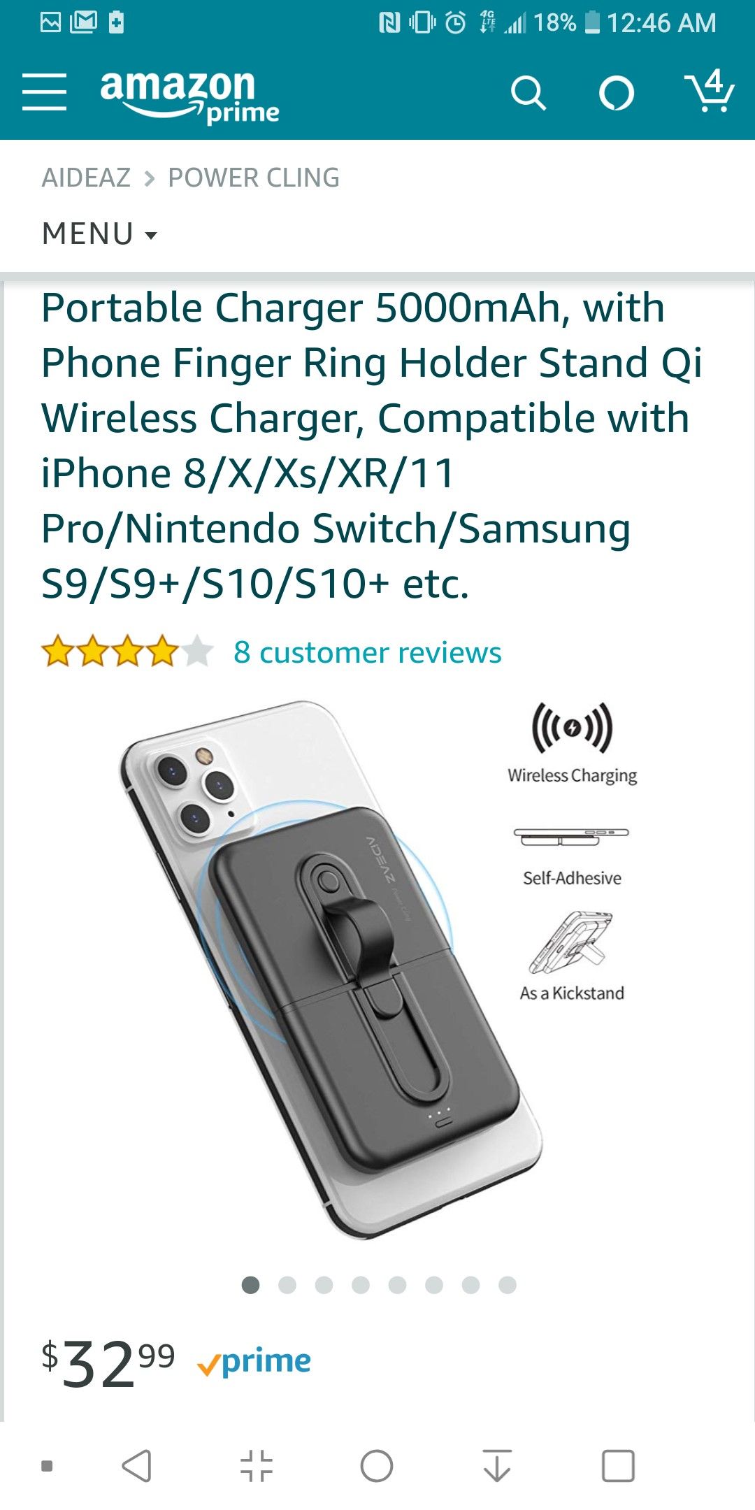 AIDEAZ wireless portable charger (iPhone 8-11pro) (Nintendo switch) (Samsung S9-S10 ect.)