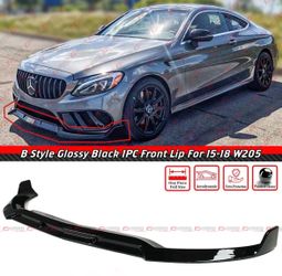 15-18 MERCEDES BENZ W205 AMG SPORT GLOSS BLACK B STYLE FRONT BUMPER LIP