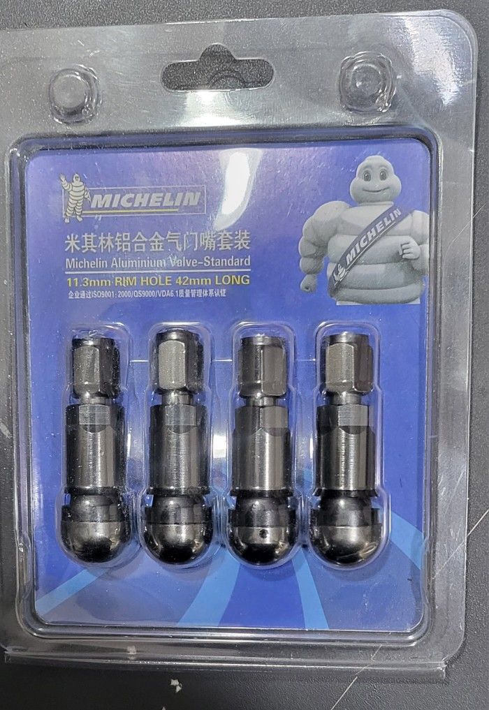 Michelin Tire Aluminum Valve Stems, Standard Size, Bolt-on Style, 11.3mm Rim Hile Dia. 42mm Long