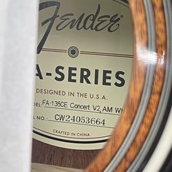 Fender Fa-135 Ce Mahogany Concert Acoustic Guitar  New Open Box In Original Box No Case.