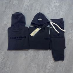 Kids Black Essentials Fear Of God Sweatsuit Set 7/8(L)