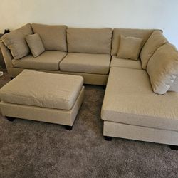 New Sectional 3 Pcs Linen Fabric Grey, Sand Or Chocolate $559
