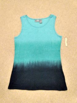 BRAND NEW WITH TAG CLASSIC ELEMENTS JUNIORS SLEEVELESS RIBBED MOODY BLUES SUMMER TOP SIZE LARGE