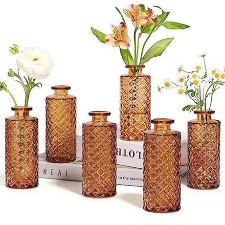 ComSaf Glass Bud Vases Set of 6, Small Diamond Bud Vases in Bulk, Mini Flow