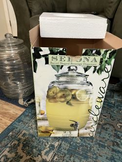 Glass Beverage Dispenser with Lid Entertainment Kitchen Glassware Pitcher for Water, Juice, Wine, Kombucha & Cold Drinks, 2.5 gal, Sedona