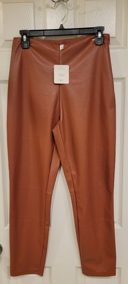Fabletics Vegan Leather High-Waisted Mahogany Leggings Size Large