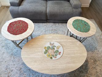 2 Side Tables and 1 coffee table - wooden