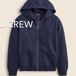 (NEW) (1 AVAILABLE) WOMEN’S J.CREW NAVY HERITAGE FLEECE ZIP-UP HOODIE - SIZE: MEDIUM (MSRP: $98)