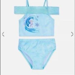 New Toddler Girl Disney Disneyland Princess Frozen Elsa Swimsuit Bathing Suit Bikini Size 3t Traje De Bano Para Nina Size 3