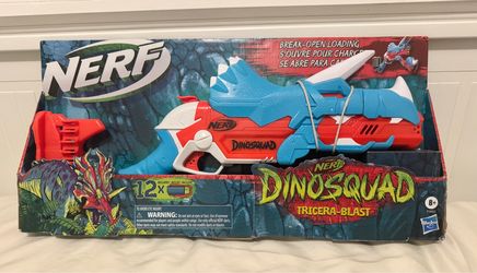 NEW - Nerf DinoSquad Tricera-Blast Dart Blaster, 12 Nerf Elite Darts