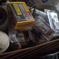 Box Of Tapcoms Deck Screws Light Switches Caulk Hasps Ect