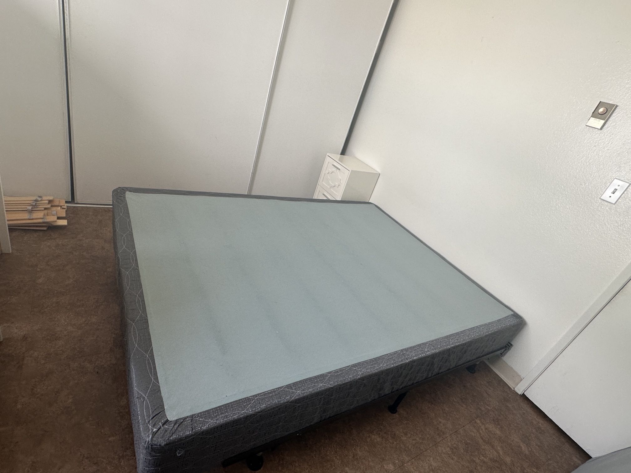 Queen size box spring and metal bed frame