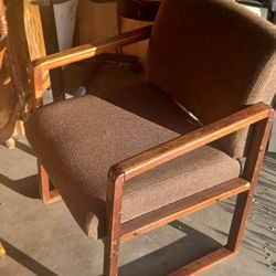 Used Brown Mid-century Arm Rest Sitting Chair 