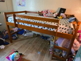 Loft bed with slide and mattress