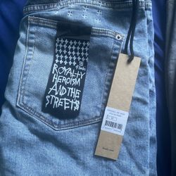  Ksubi Blue crinkled slim-cut jeans Size 32 BRAND NEW WITH TAGS 