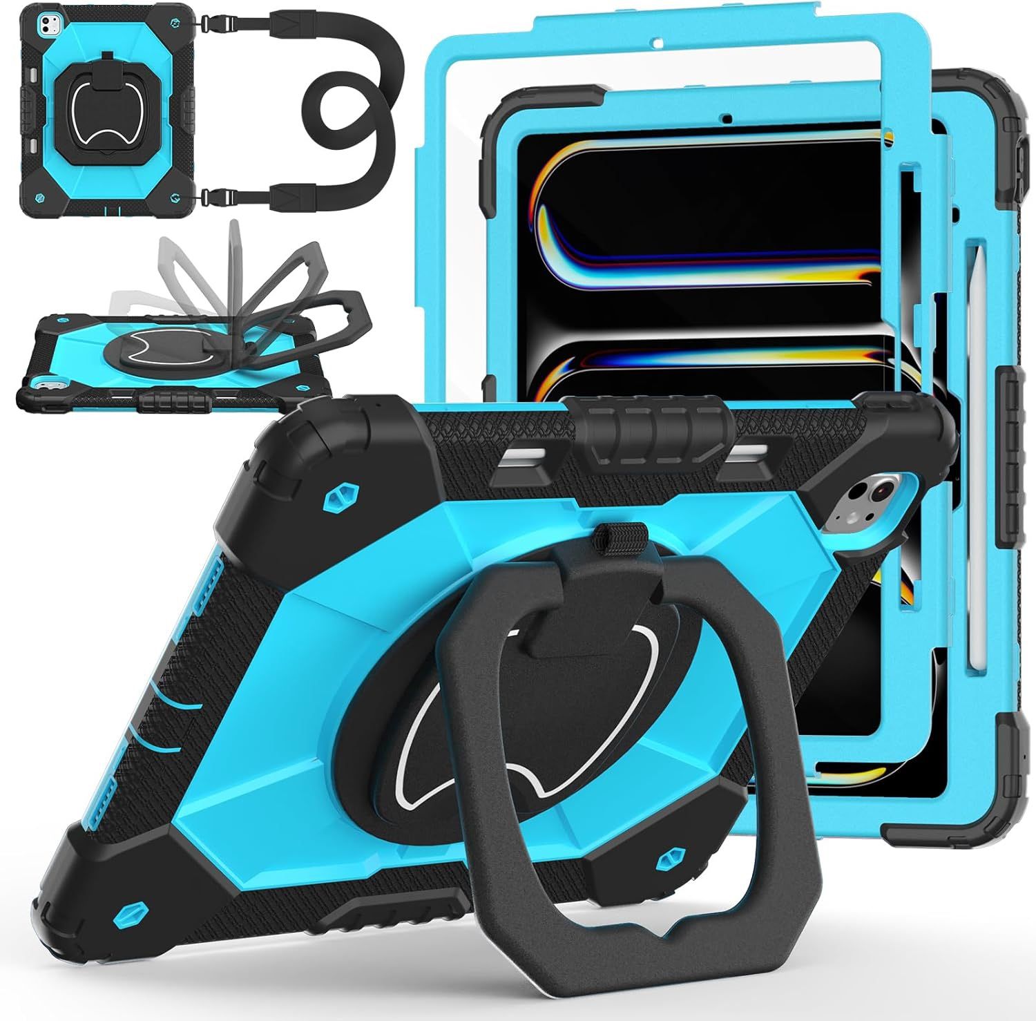Heavy Duty Shockproof Stand Case for 2024 M4 iPad Pro 13in 2025 M5 iPad Pro 13in