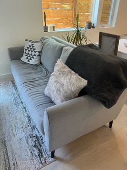 Modern Gray Fabric Sofa – Good Condition – 83”