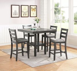NEW 5 PC GREY Counter Height Table Chairs Dining Room Set $10 DOWN