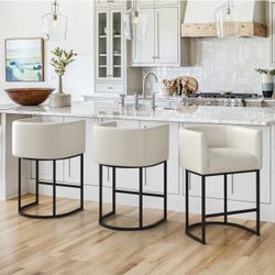 Antique White Faux Leather Bar Stools | $250 OBO