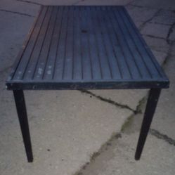 Large Rectangular Black Steel Patio Table