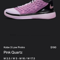 Kobe III Low Protro Size 11 Ds
