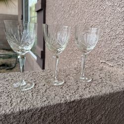 3 Small Yellow Tinted Wine Glasses