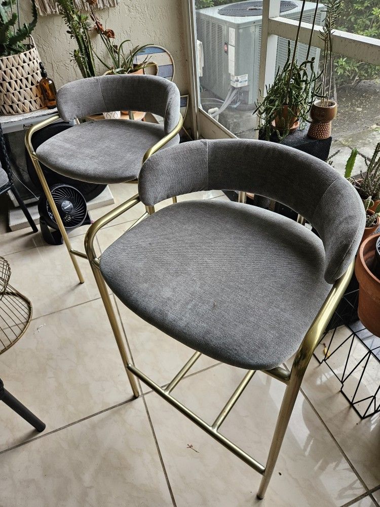 West Elm Gray Stools 26 INCH HEIGHT