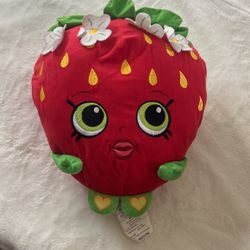 Shopkins Strawberry Kiss Plush Stuffed Fruit Food 7" Red Green Cute