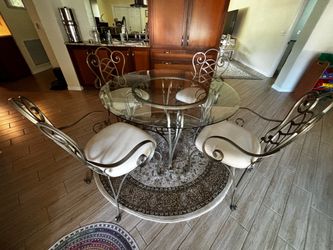 Round Glass Top Dining Table with 4 Chairs