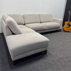 *Half Priced* Amherst Cobblestone Grey Fabric 2 Piece 114" L-Shaped Sectional Couch