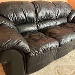 Black Leather Sofa Set