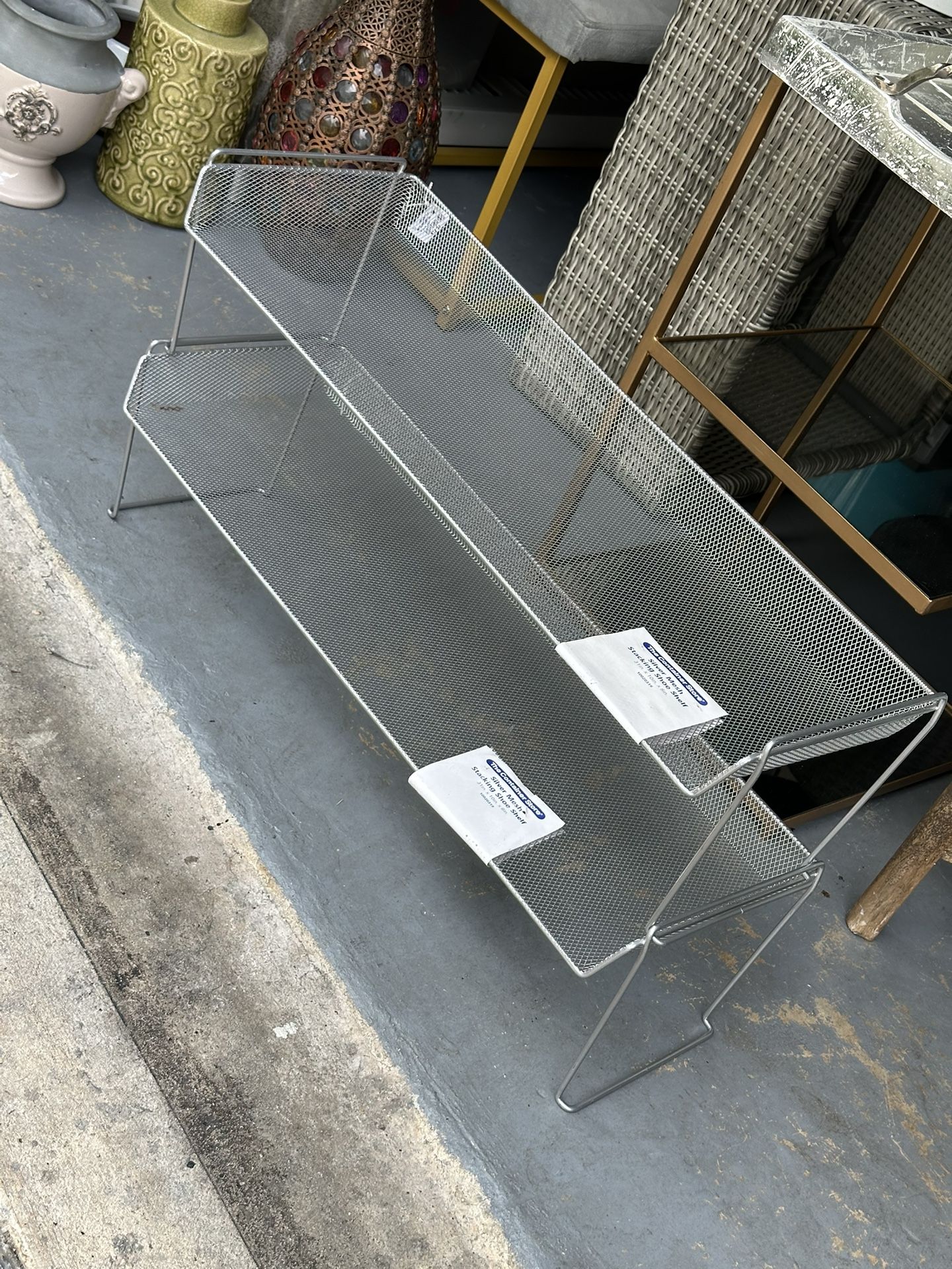 The Container Store New Metal Mesh Shoe Rack 31x10 h 16